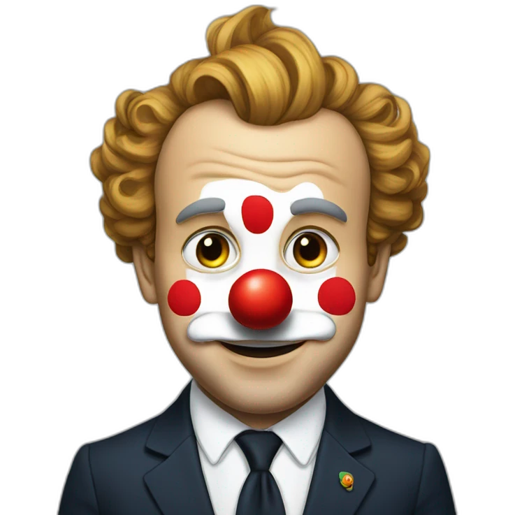 macron with clown nose emoji