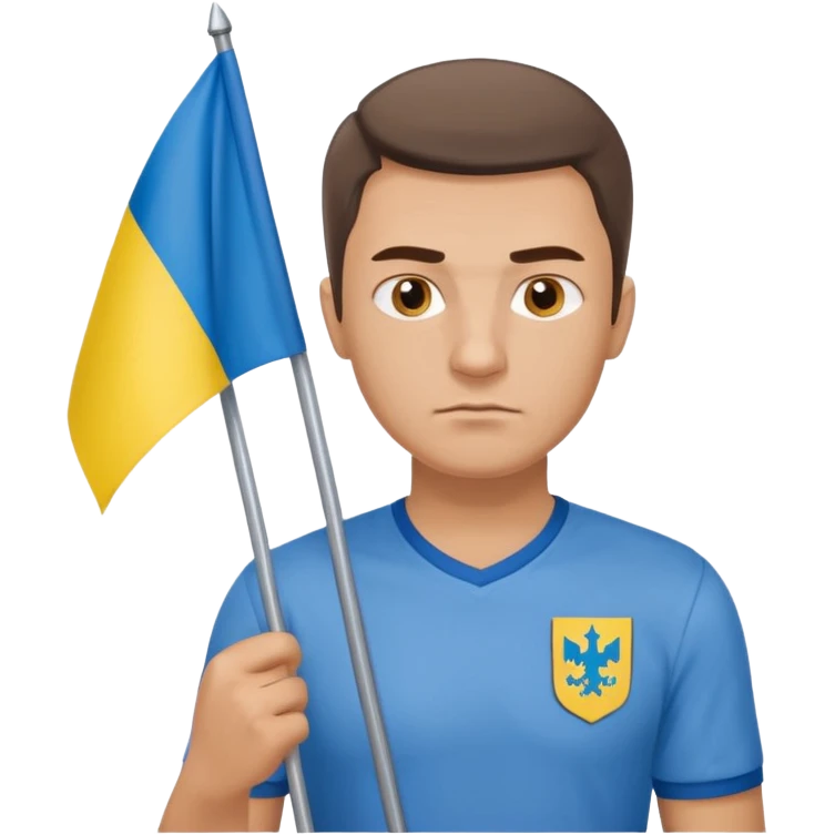 a Ukrainian man with the flag of Ukraine emoji
