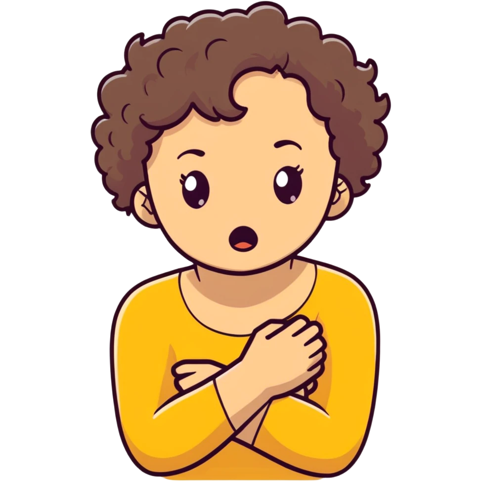 Black girl with her hands crossed a chocking her neck with short curly hair  emoji