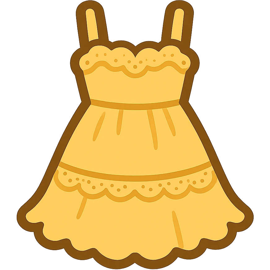 frilly lacey butter yellow summer sundress, flat twitter-style emoji emoji