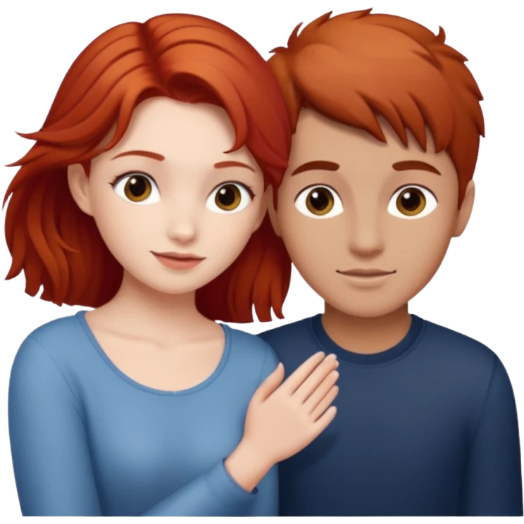 Red haired girl with brown hair boy romance emoji