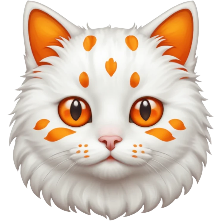 A white cat that have a orang in round part emoji