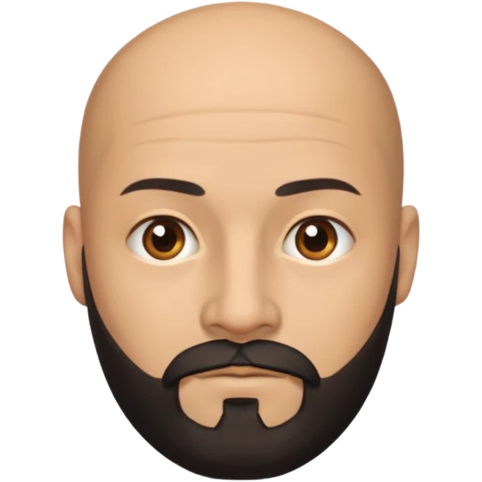Bald fully squared head man with black beard emoji
