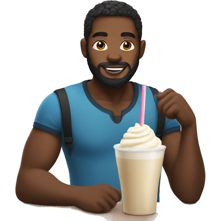 black man with beard holding a milkshake emoji