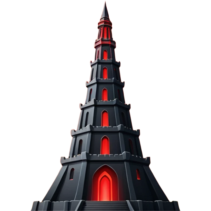Barad Dúr from Lord of the Rings, Dark, giant Tower, with red beams shooting from the top into the sky emoji