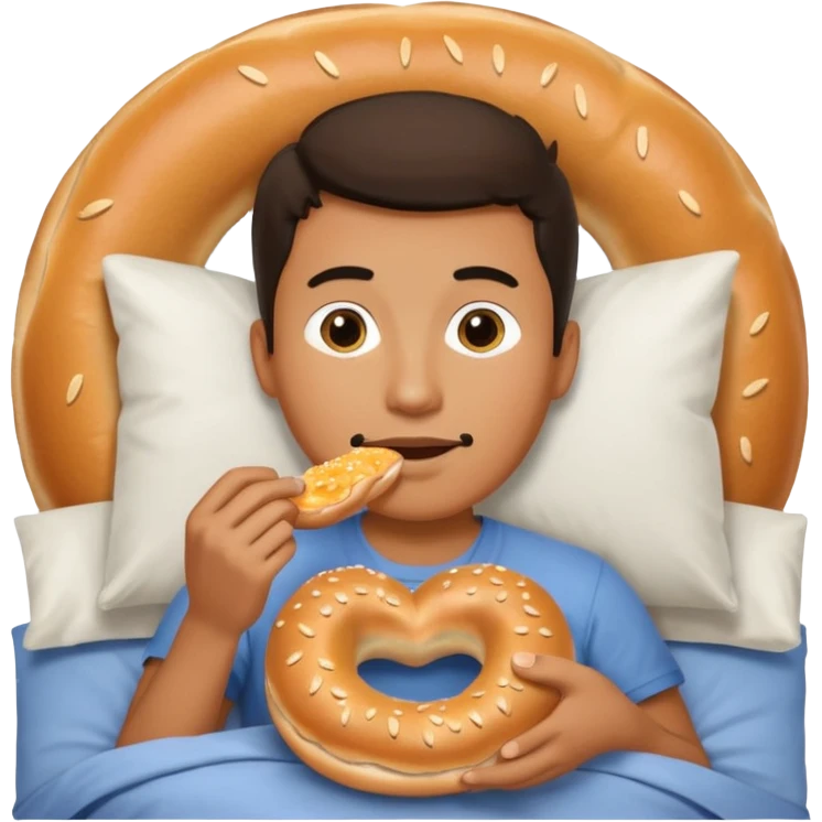 guy in bed eating a bagel emoji