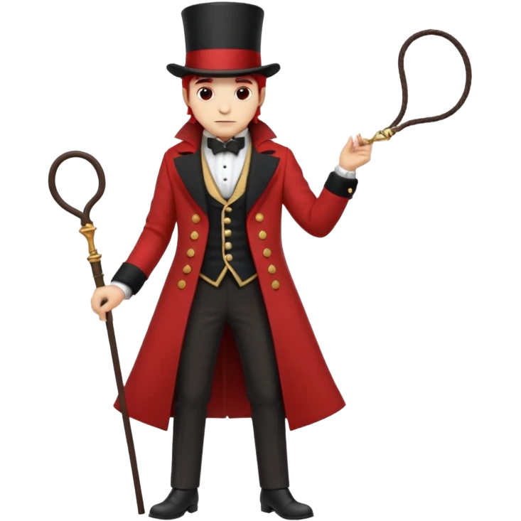 Ringmaster – Man in red coat and top hat, holding a whip or mic, full body emoji