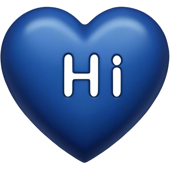 Dark blue heart with the words Hi handsome in the middle  emoji