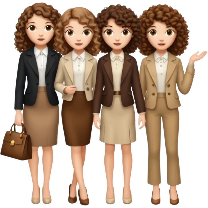 3 white girls, all of off this with brown hair but one whit straight one whit curly and one whit very curly(aesthetic)and chic clothes emoji