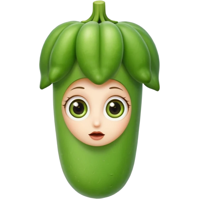 lady finger vegetable keeping the shape normal with big eyes emoji
