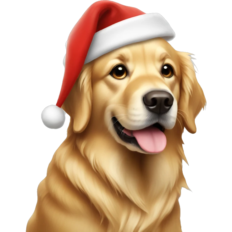 Golden Retriever with Santa hat emoji