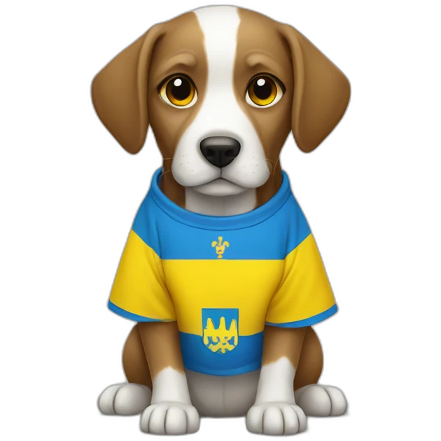 Dog in shirt with Ukrainian flag colors emoji