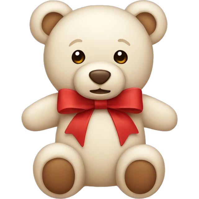 Stuffed animal bear red cream bow  emoji