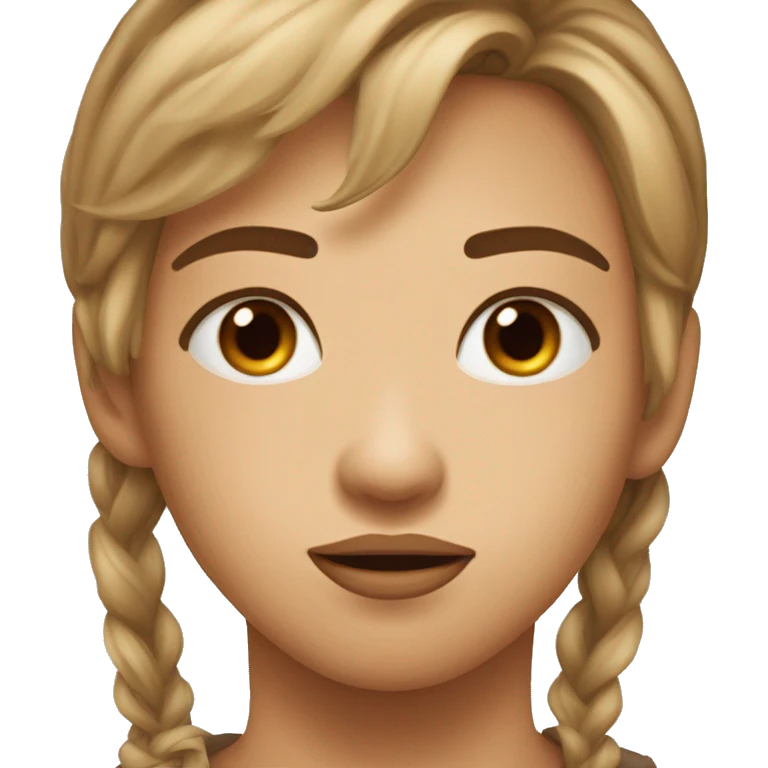 a face with brown light hair and i want an eyebrow raised and the face slightly tilted with the lips puckered up emoji