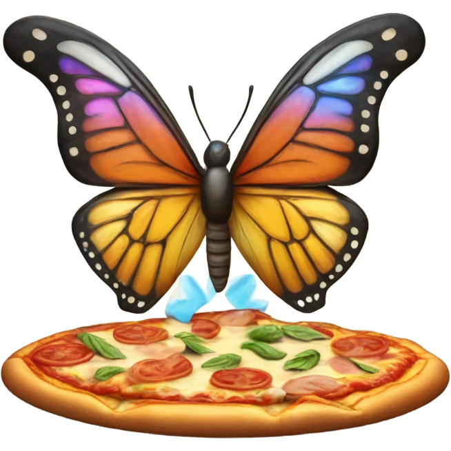 Butterfly eating pizza emoji