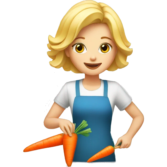 blonde lady cutting carrot emoji