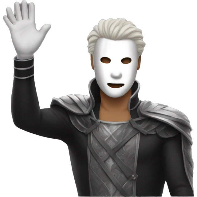 Make emoji of Kingbaldwin with his white mask and raising his hand emoji