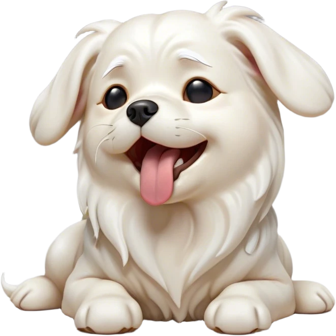 Cinematic Cute Yawning Maltese Portrait Emoji, Head tilted slightly with a dramatic, wide-open yawn, showcasing a lustrous white coat with gentle highlights, floppy ears slightly drooping, round dark eyes barely open in drowsy contentment, Simplified yet irresistibly adorable features, highly detailed, glowing with a soft, cozy glow, high shine, relaxed yet expressive, stylized with a touch of whimsy, bright and endearing, soft glowing outline, capturing the essence of a sleepy yet affectionate companion, so drowsy it feels like it could stretch out of the screen and curl up for a nap! emoji