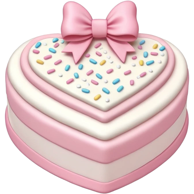 heart shaped birthday cake, pastel pink and white colors mixed, cute design emoji