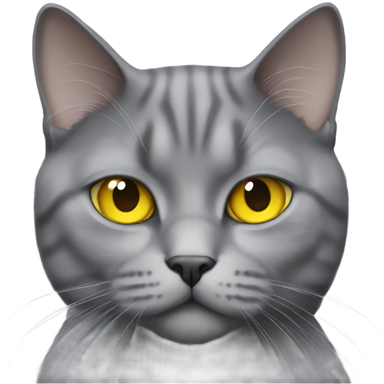 Scottish British gray cat with yellow eyes puffy emoji