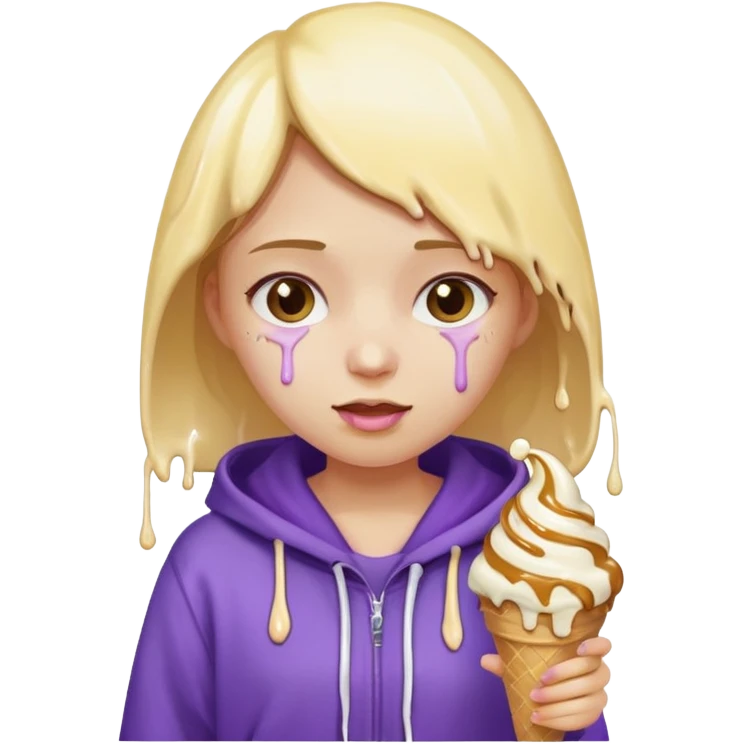 girl in purple hoodie holding ice cream emoji