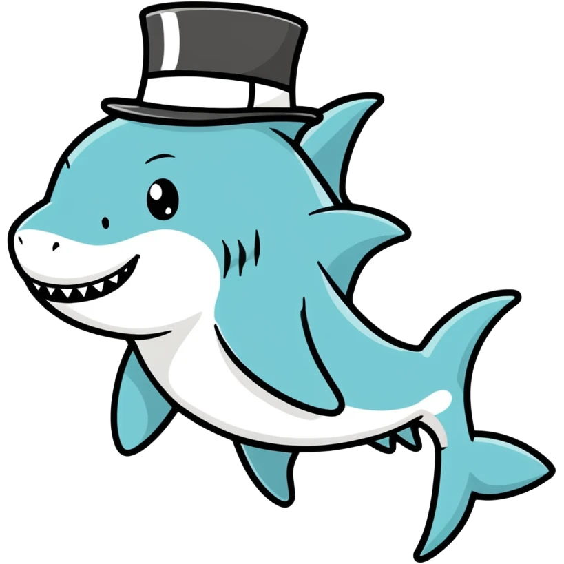 Shark with a top hat emoji