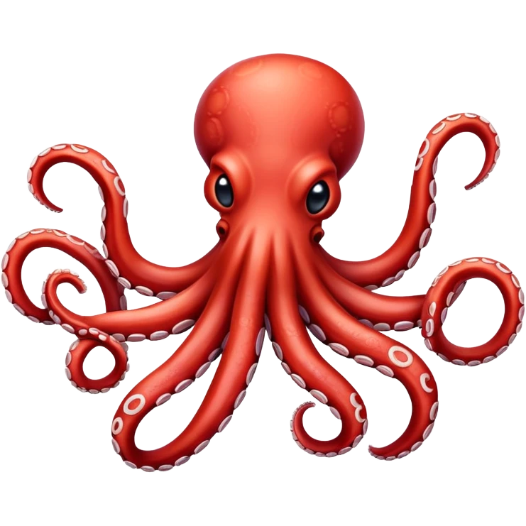 Red octopus with candy cane striped tentacles emoji