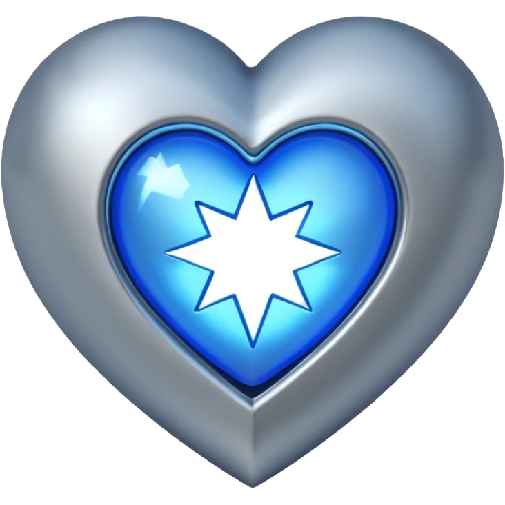 A geometric 3D heart with a blue star inside emoji
