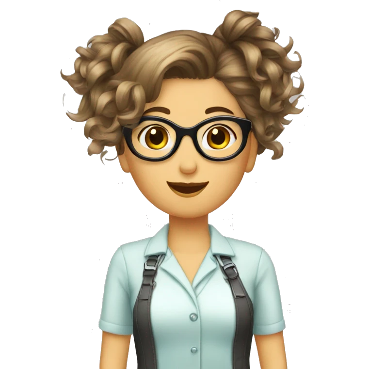 Hairdresser mujer pelo corto y lentes  emoji