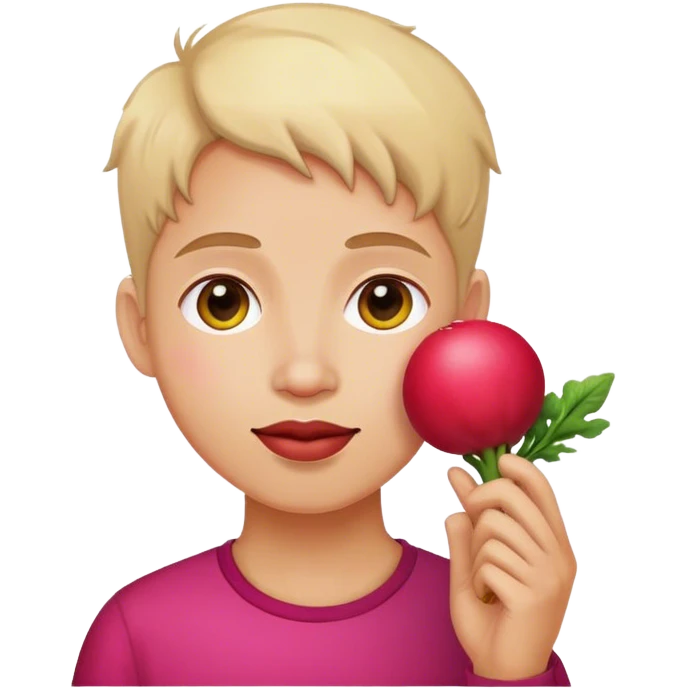 red radish round on an ear of human  emoji