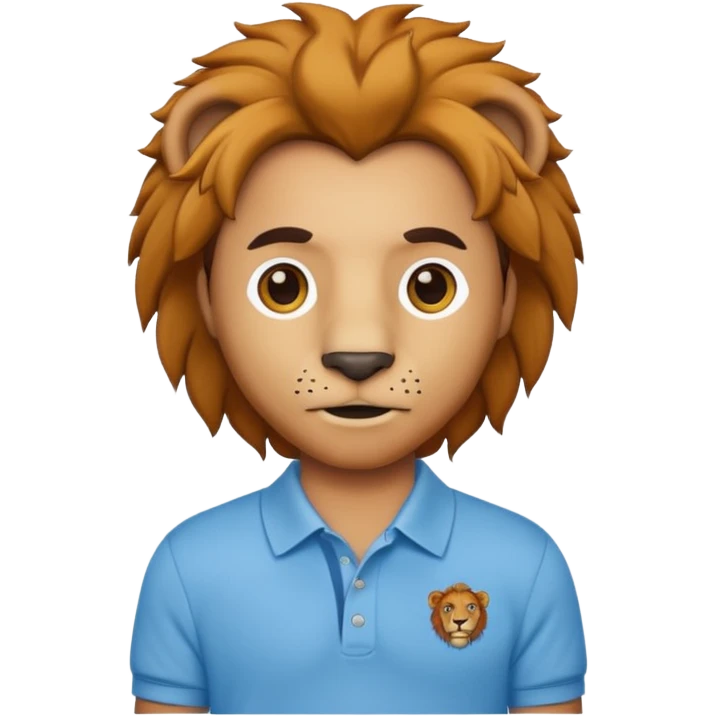 un leon con polito celeste caricatura emoji