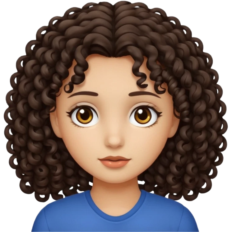 a girl with curly dark brown hair and dark brown eyes emoji