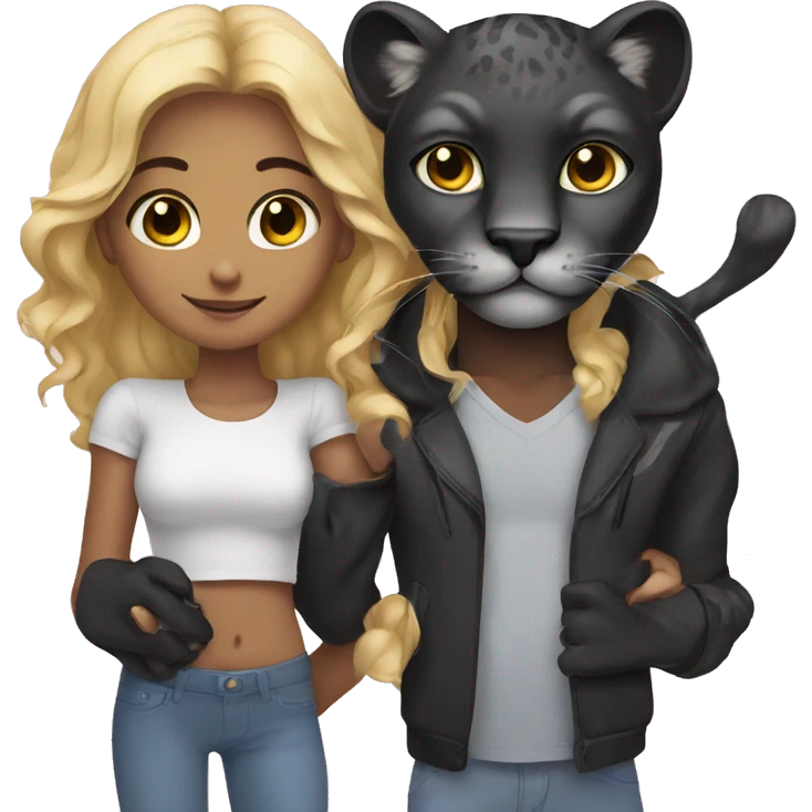 panther with a girl emoji