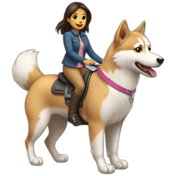girl riding pomsky emoji