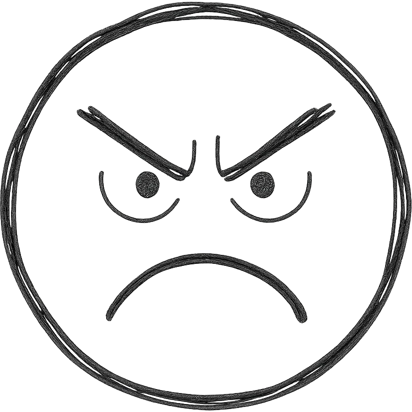 angry face, hand drawn, sketchy lines emoji