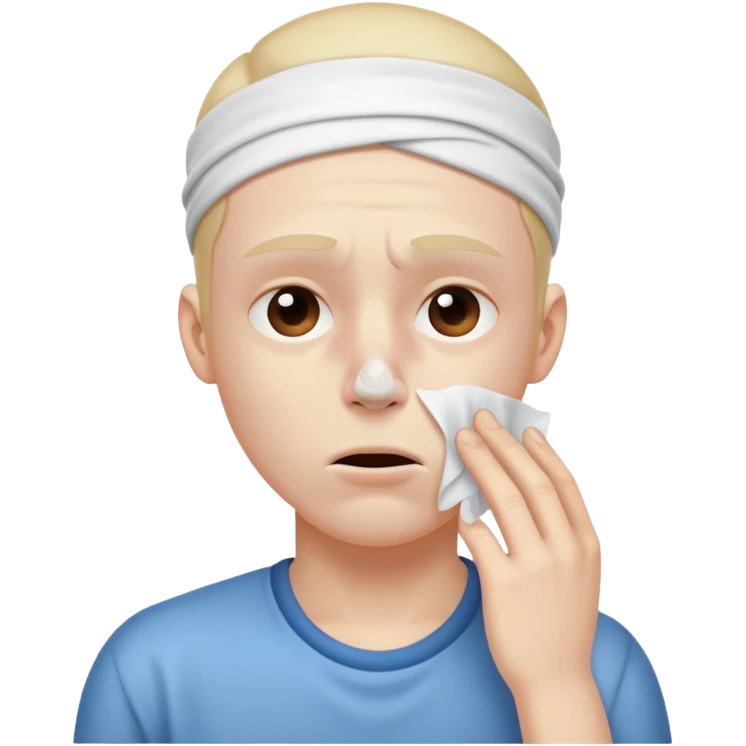 sick person with tissue on nose, fever and is shaking. emoji