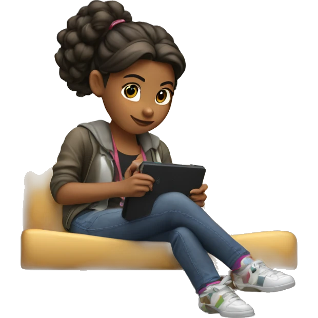 A girl is sitting and playing a Nintendo Switch emoji