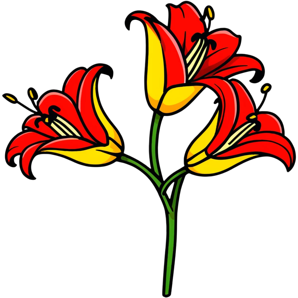 red and yellow lily flower emoji