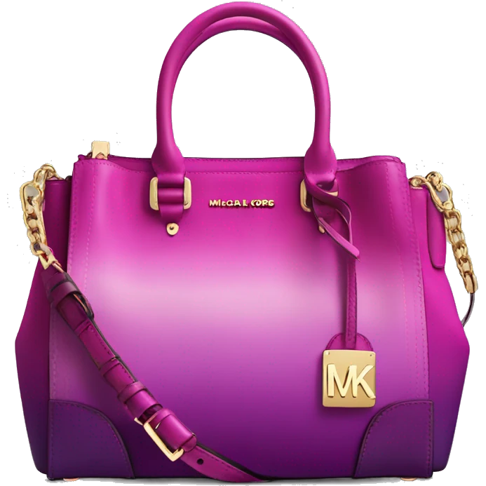 Realistic isolated magenta to purple ombre Michael kors satchel purse.  emoji