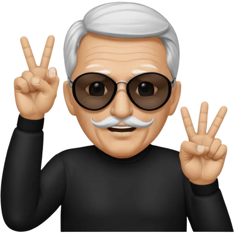 Some white old guy with a mask on and black shades with it also holding up the middle fingers emoji