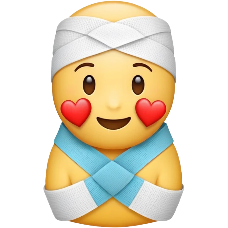 A cute "get well soon" emoji with a heart wearing a bandage emoji