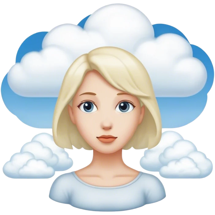 Woman with clouds instead of head from shoulders up emoji