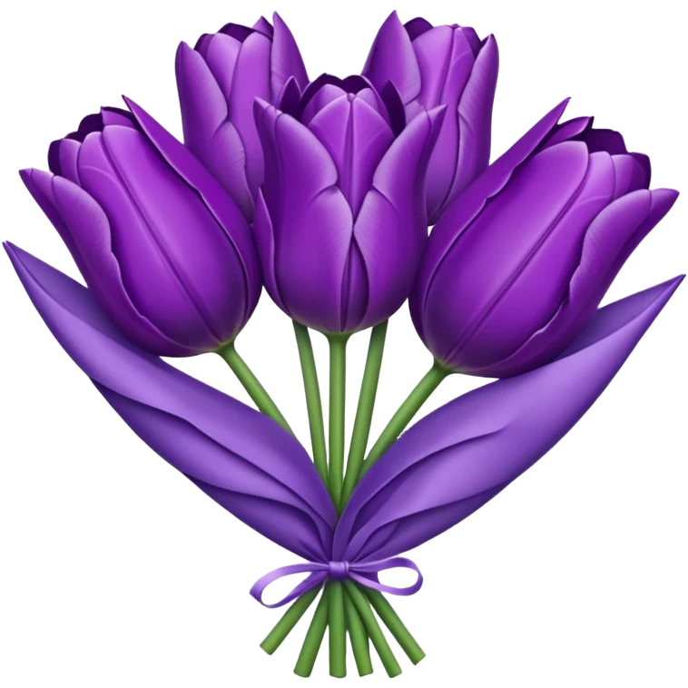 purple tulip bouquet with purple translucent paper wrap emoji