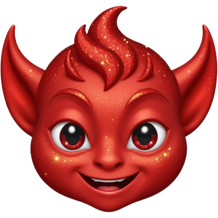 red glitter imp happy winking an eye emoji