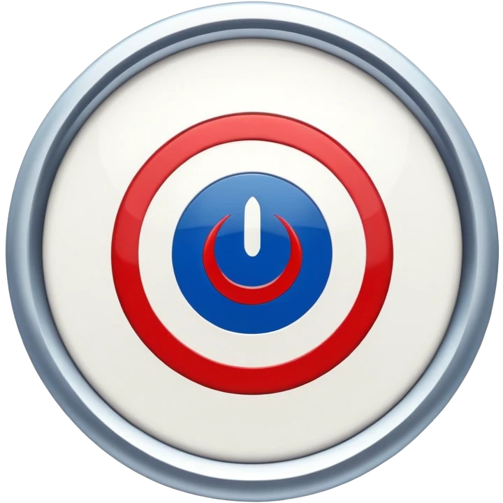 RAF roundel. Circular roundel with a ring of blue on the outside, a ring of white in the middle, and a dot of red in the middle of the white. emoji