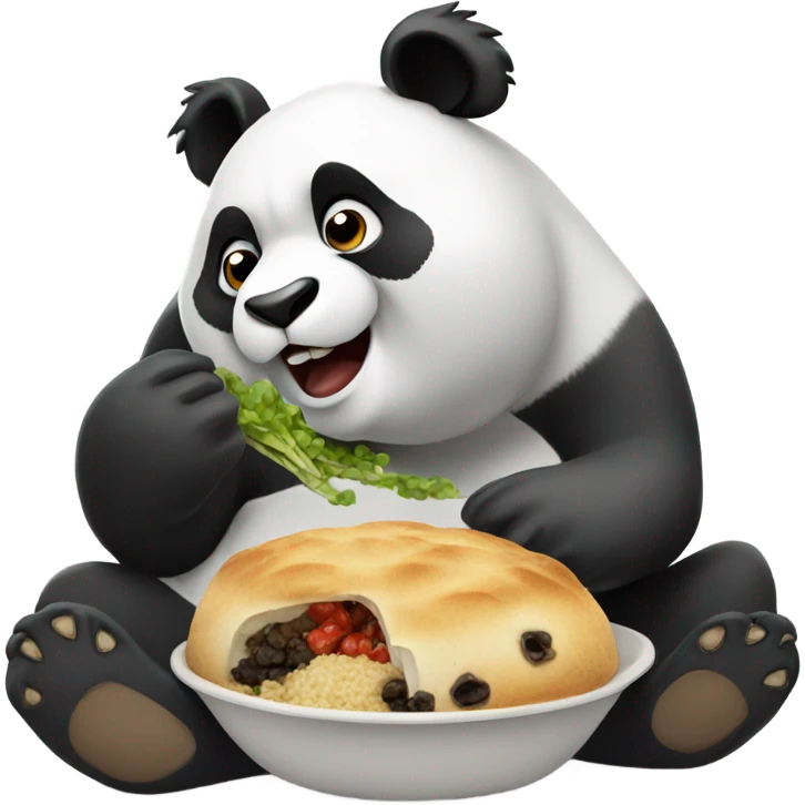 Panda stuffing their face with food emoji