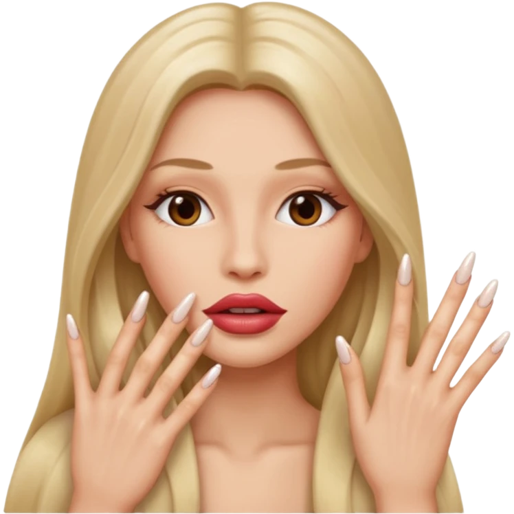 ￼ make a person with really big lips and really long hair and really long nails emoji