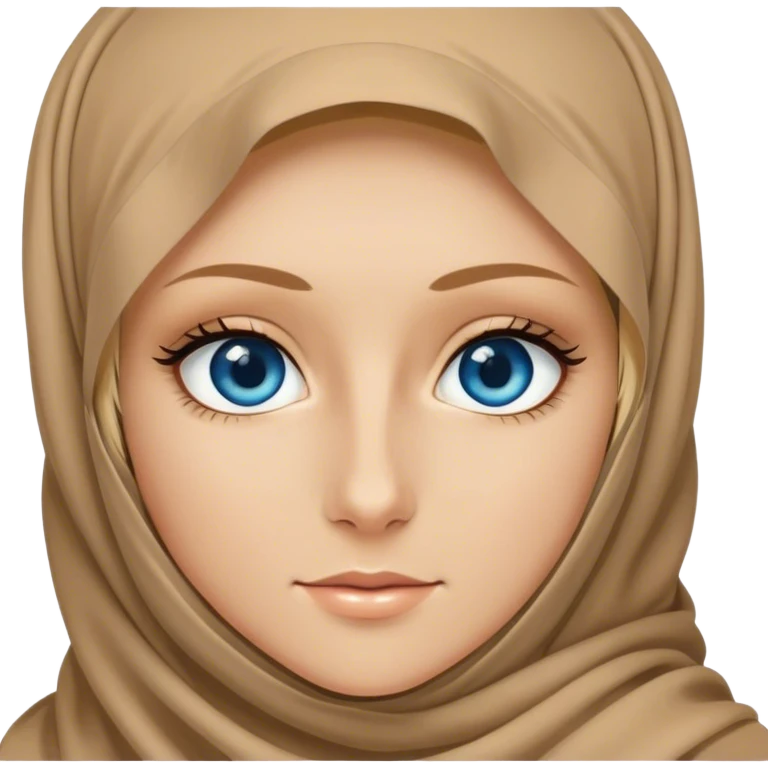 Blond girl blue eyes wearing niqab long eyelashes  emoji