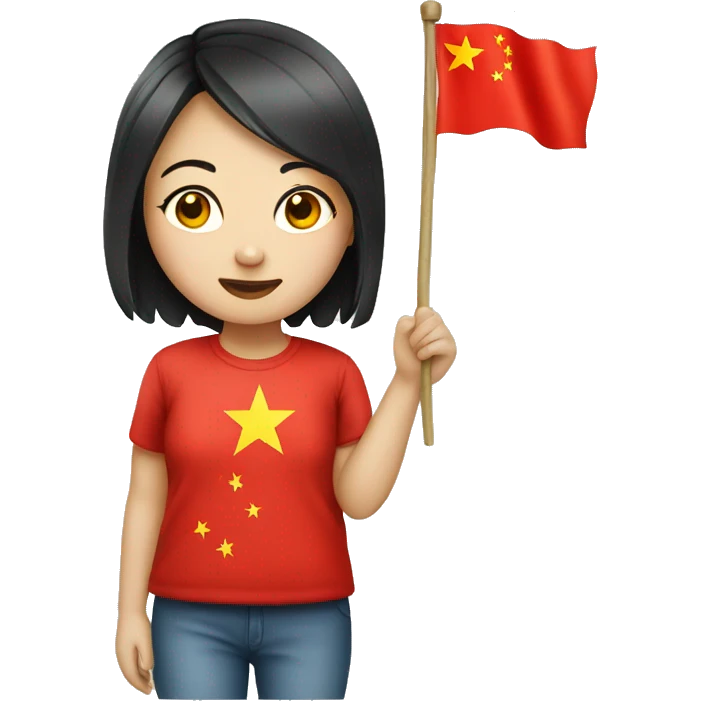 Chinese girl with China flag emoji