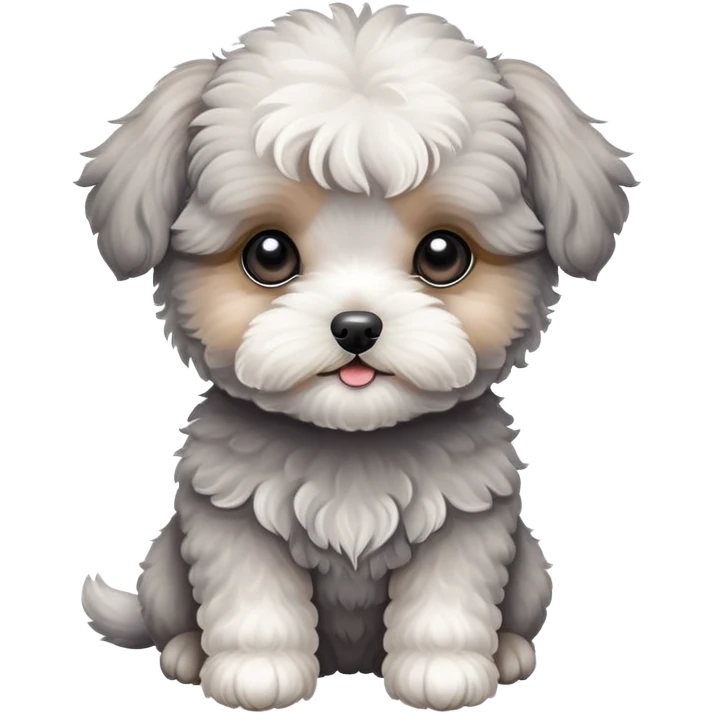 Grey  cute maltipoo puppy emoji